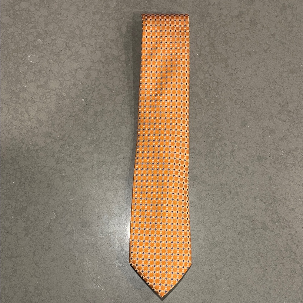 Geoffrey Beene Orange and Black Patterned Tie